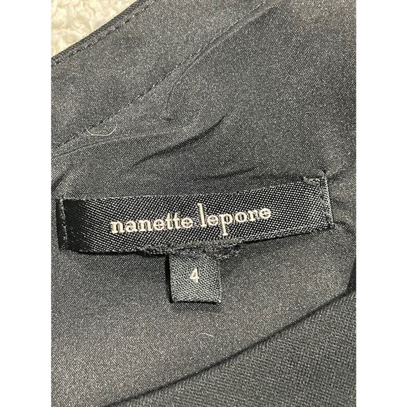 Nanette Lepore Sz 4 Stretch V Neck Sleeveless Peplum Dress Black MSRP $268 - Picture 9 of 11